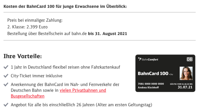 BahnCard 100 Aktion für 2.399€ (bis 26 Jahre) • Club Floor